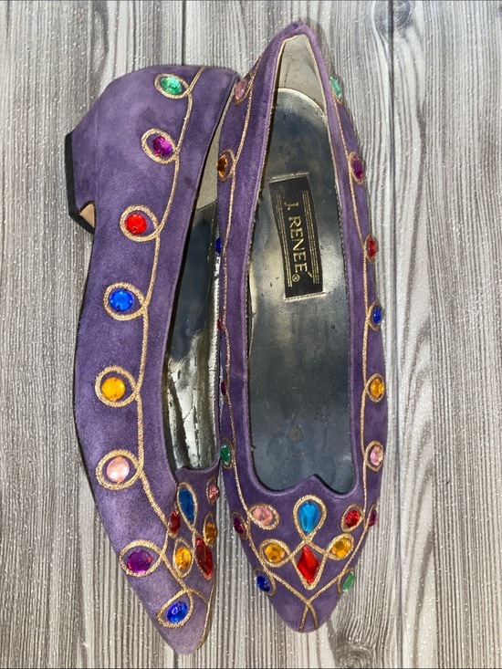 J.Renee Shoes - Vintage J.Renee Purple Velvet Jeweled Pointed Flats